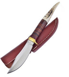 Frost Cutlery Whitetail Fixed Blade Leather Bone Pakkawood Handle Knife WT1031