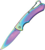 Boker Magnum Rainbow Folder Linerlock Titanium Carabiner Folding Knife - M01YA106