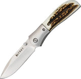 CRKT Carson M4 Stag Scales Folding Knife Plain Blade Pocket LAWKS Switch m402S