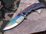 Dark Side Folding Fantasy Rainbow Pocket  Knife  Maltese Cross - A031RB