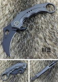 WE KNIFE 8" GRAY Karambit Hawkbill Flipper Folding Pocket Knife - 708C