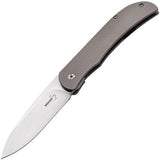 Boker Plus Exskelibur I Framelock Folding Blade Gray Titanium Knife P01BO133