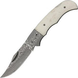 Boker Magnum Damascus Lockback Smooth Bone Folding Pocket Knife - M01MB180DAM