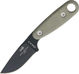 ESEE Izula II Black Fixed Carbon Steel Blade Green Handle Knife + Kit IZ2BKIT