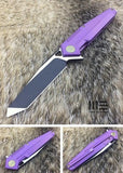 WE KNIFE Purple Tanto Flipper Folding Pocket Knife - Black Satin S35VN - 610A