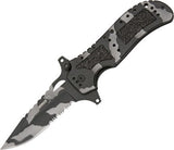 Boker Plus Defender Linerlock Tactical Camo Finish Serrated Folding Knife - P01BO119