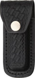 Sheath Folding Knife Black Leather Embossed Basketweave Design Fits 4" 1143