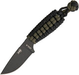 ESEE Izula BLK Fixed Blade Black & OD Paracord Wrapped Handle + Sheath IBPC2
