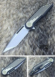 WE KNIFE 7.5" Tanto Black Gold Flipper Folding Pocket Knife Bohler M390 EDC 616L