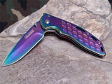 Tac Force Folding Pocket Knife Assisted Open Rainbow Titanium 3.75" - 863RB