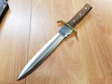 Commando Dagger 11.5" Fixed Full Tang Double Edge Wood Handle Knife with Sheath 3363
