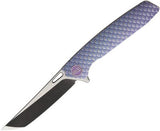 WE KNIFE CO Dragon Scale Framelock Blue Titanium Folding Tanto Blade Knife - 604S