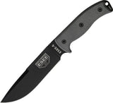 ESEE Model 6 Plain Edge Fixed Blade Black Linen Handle Knife + Brown Sheath 6PCP