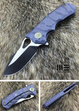 WE KNIFE 7" Blue Ti Black Drop Pt Flipper Folding Pocket Knife Bohler M390 619A
