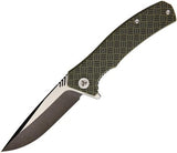 We Knife Blitz Framelock Folding Drop Blade Black & Green Handle Knife 711B