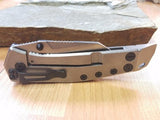 KERSHAW Black Barge Straight Folding Stonewashed Pocket Knife - Prybar Tool - 1945