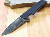 Kershaw Black G-10 Skyline Straight Blade Damascus Folding Pocket Knife - 1760dam
