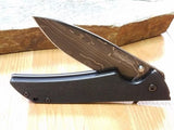 Kershaw Black G-10 Skyline Straight Blade Damascus Folding Pocket Knife - 1760dam