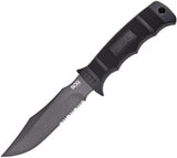 SOG Seal Pup Fixed Part Serrated Blade Black Handle Knife + Nylon Sheath M37NCP