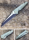 WE KNIFE 9" Green Reverse Tanto Folding Pocket Knife Black Satin S35VN - 609E