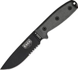 ESEE 9" Model 4 Part Serrated Black Fixed Blade Knife + Coyote Brown Sheath RC4S