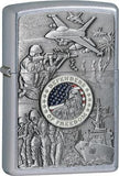 Zippo Lighter Joined Forces Emblem Street Chrome Windproof USA New 24457