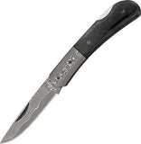 Boker Magnum Damascus Blade Lockback Black Bone Handle Folding Knife M01MB551DAM