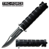 Tac Force Knurled Rescue Linerlock A/O Folding Stainless Pocket Knife 710BK