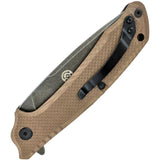 ABKT TAC Predator Linerlock Tan G10 Folding D2 Steel Pocket Knife 026T