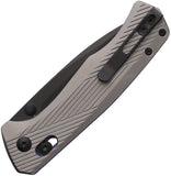 ABKT Tac Interlace Slide Lock Gray & Blue Aluminum Folding D2 Steel Pocket Knife 1028BL