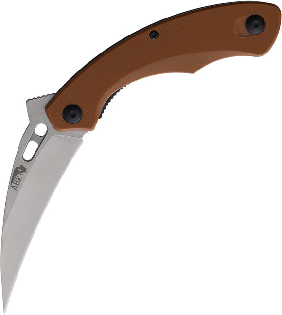 ABKT TAC Karambit Linerlock Tan G10 Folding Stainless Steel Pocket Knife 1048T