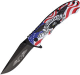 American Hunter America 250th Anniversary Linerlock Red & White & Blue Folding Stainless Knife H043
