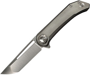 Aurora Knife and Tool Truffles Pivot Lock Gray Titanium Folding S35VN Pocket Knife 1101A