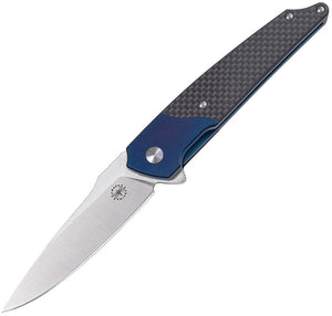 Amare Pocket Peak Linerlock Blue / Carbon Fiber 14C28N Sandvik Folding Knife 201801
