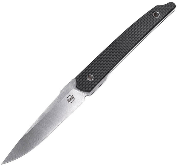 Amare Pocket Peak Fixed Blade Black G10/CF Full Tang Satin 14C28N Sandvik Knife 201804