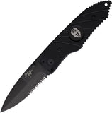 Hoffner Knives Snap Linerlock Double Black G10 Folding VG-10 Partially Serrated Knife TA24