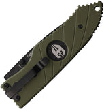 Hoffner Knives Snap Linerlock Flatline OD Green G10 Folding VG-10 Partially Serrated Knife TA25