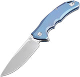 Artisan Small Tradition Framelock Blue Titanium Steel Folding Knife 1702GSBU