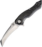 Artisan Cutlery Eagle Hawkbill D2 Black Carbon Framelock Folding Knife 1816PCF