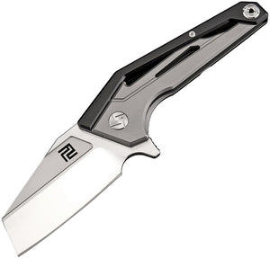 Artisan Cutlery Ravine Framelock Black/Gray Titanium M390 Folding Pocket Knife 1819GBKM