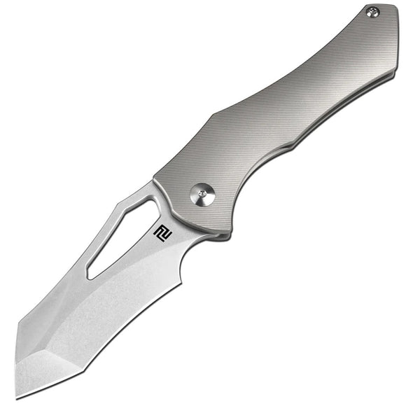 Artisan Baskin Framelock Gray Titanium Folding CPM-S90V Pocket Knife 1853GGY
