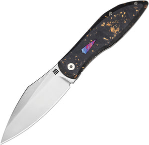 Artisan Weyden Framelock Gold Flake Carbon Fiber & Titanium Folding S90V Knife 1859GGCF