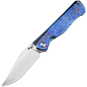 Artisan Crusoe Framelock Blue Timascus Folding CPM-S90V Pocket Knife 1869TDB