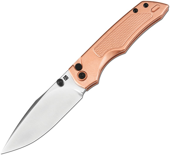 Artisan Wizard Button Lock Copper Folding CPM-S90V Pocket Knife 1870GCO