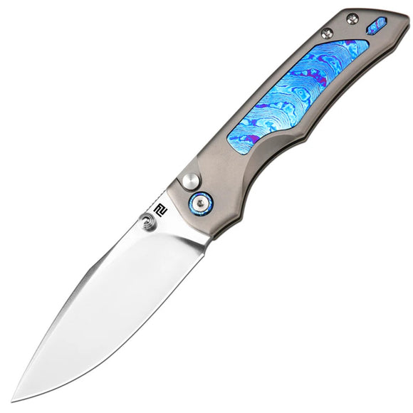 Artisan Wizard Series Button Lock The Mage Titanium & Timascus Folding S90V Pocket Knife 1870GGYTD