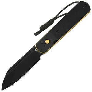 Artisan Holm Button Lock Black & Gold Steel & G10 Folding AR-RPM9 Pocket Knife 1875PBG