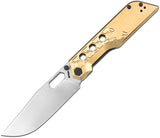 Artisan Beest Linerlock Brass Handle Folding AR-RPM9 Pocket Knife 1878PBR