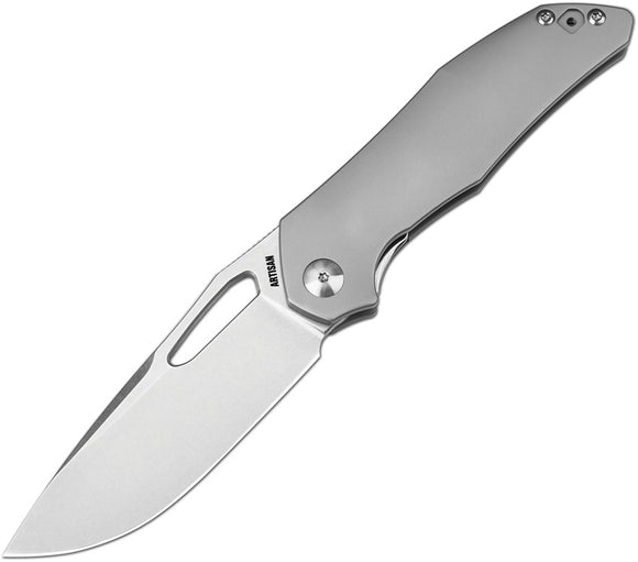Artisan Keras Framelock Gray Titanium Folding S35VN Pocket Knife 1880GGY