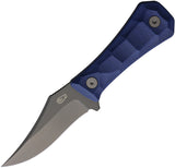 Auxiliary Manufacturing Deadhead Pocket Bowie Blue Micarta 14C28N Fixed Blade Knife 001BLU