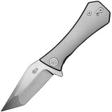 Auxiliary Manufacturing Pocket Bowie Framelock Gray Titanium Folding M390 Knife 002TIBW